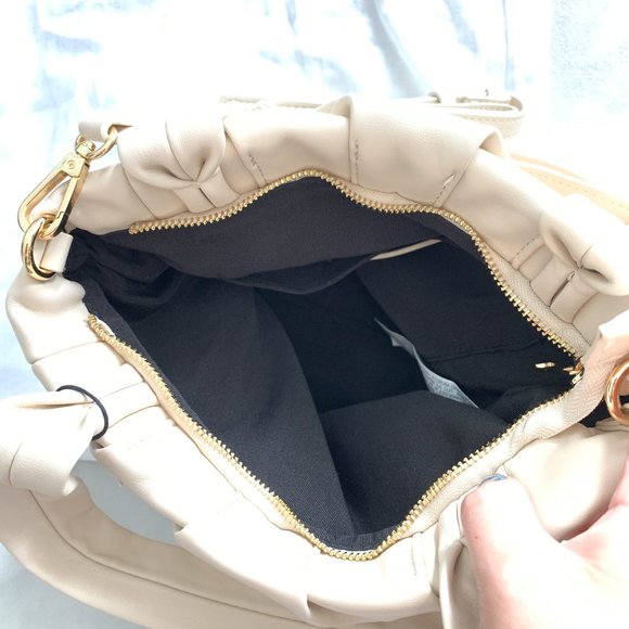Zara Cream Soft City Bag Faux Leather Shoulder Crossbody - Picture 4 of 5